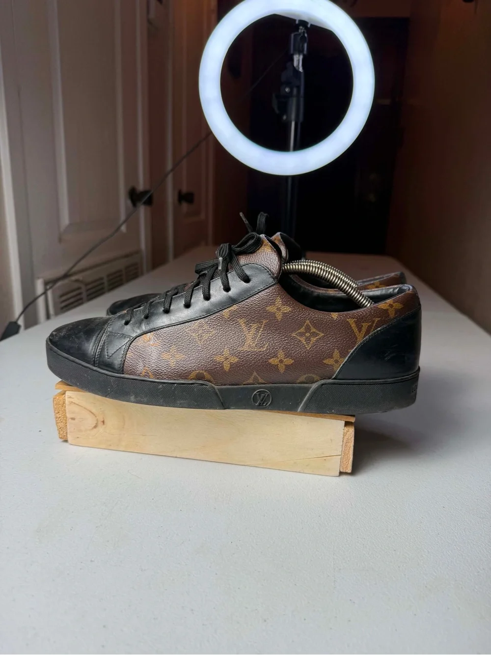 Damage Louis Vuitton Match-Up Sneaker Monogram Brown Sz 10 UK / 11 US CRACKED